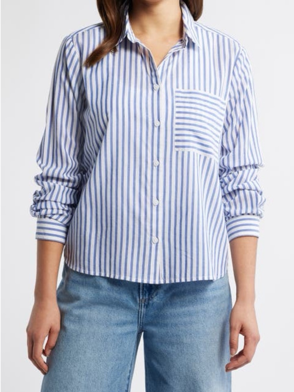 beachlunchlounge Blue and White Striped Button Down Shirt